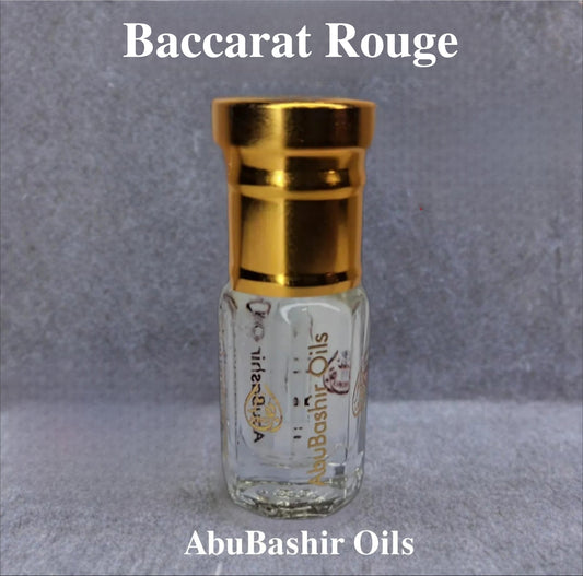 Bottle of Baccarat Rouge unisex luxury fragrance oil