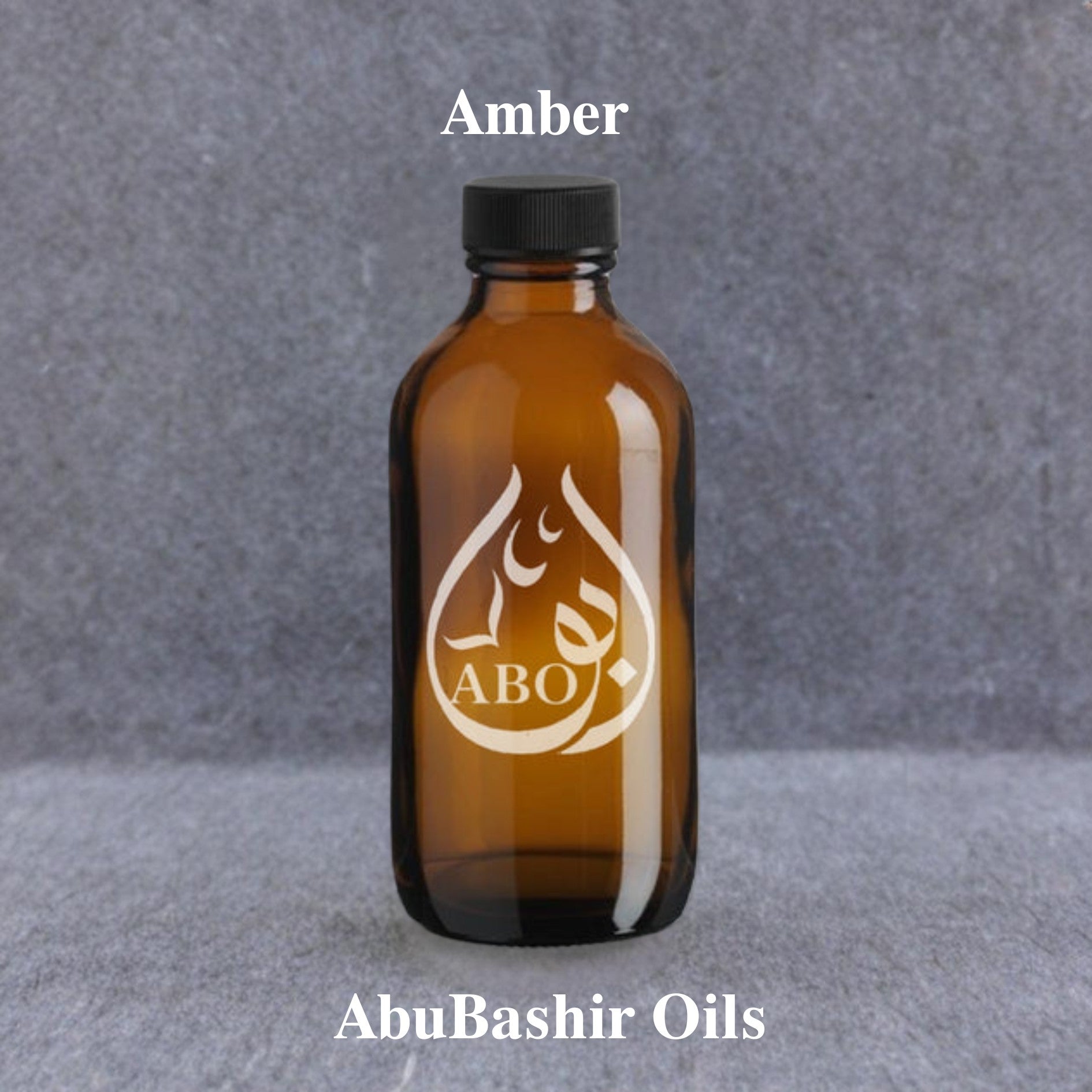 Amber fragrance oil bottle by AbuBashir Oils with rich warm essence and amber scent