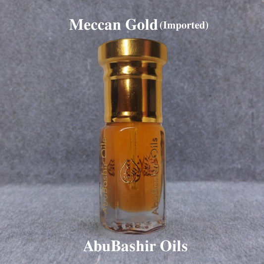 Meccan Gold imported perfume oil by AbuBashir Oils with warm golden spices and florals