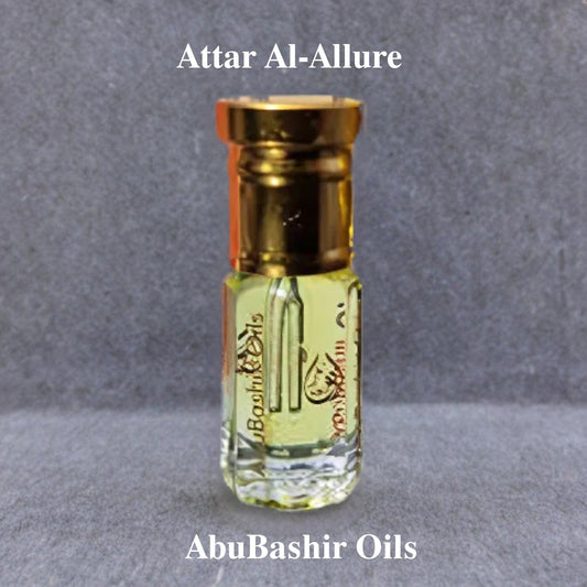 Attar Al-Allure fragrance oil bottle with amber and citrus notes by AbuBashir Oils